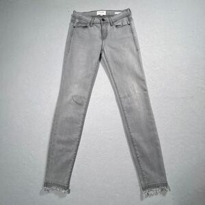 Frame Le Skinny De Jeanne Women 25 Raw Hem Fringe Gray‎ Denim Jeans Minimalist